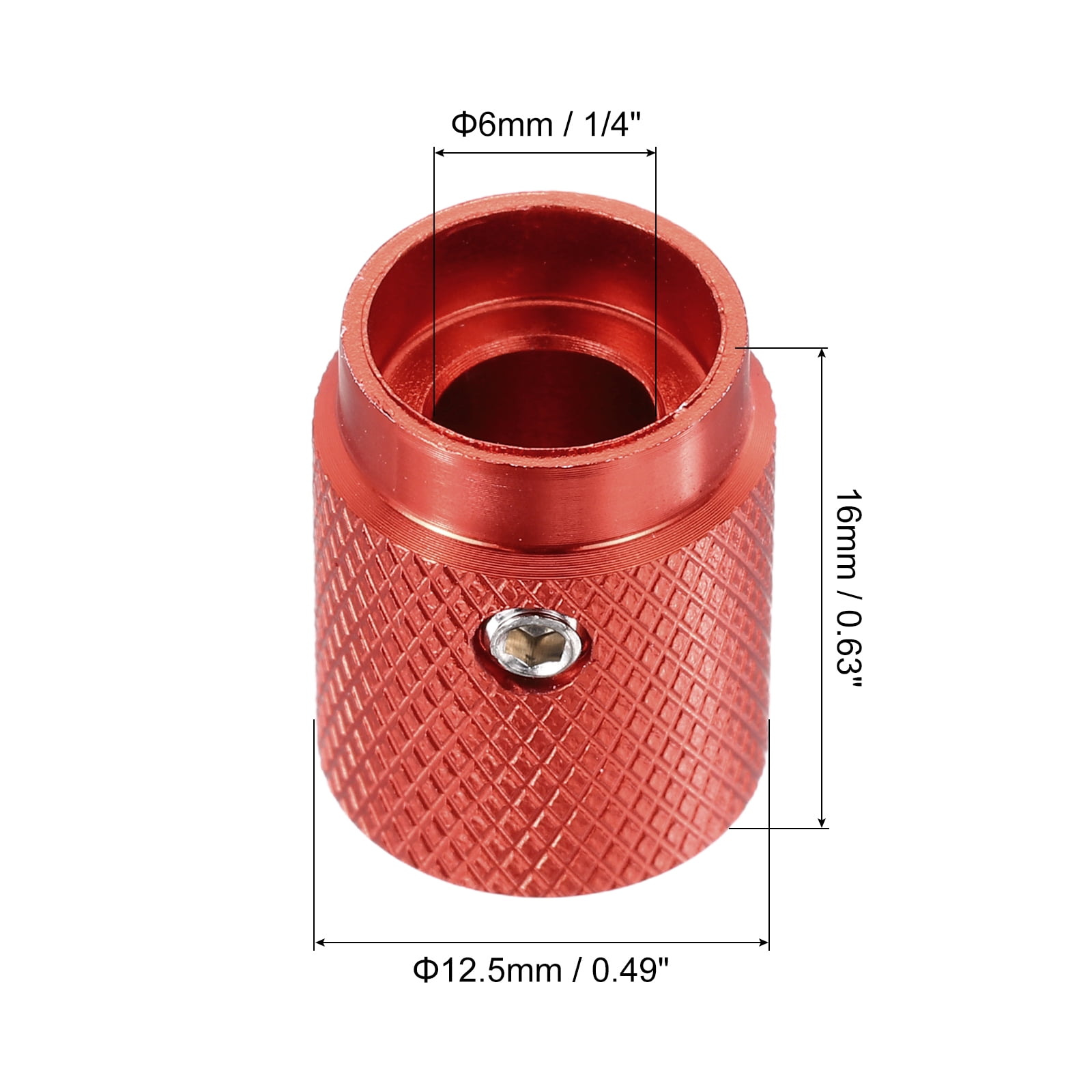 Uxcell 8 Pcs Aluminium Potentiometer Knobs, 1/4"(6mm) IDx1/2"(12.5mm) ODx5/8"(16mm) Height Universal Volume Tone Control Knobs for Guitar, Bass, Oval Indicator, Red