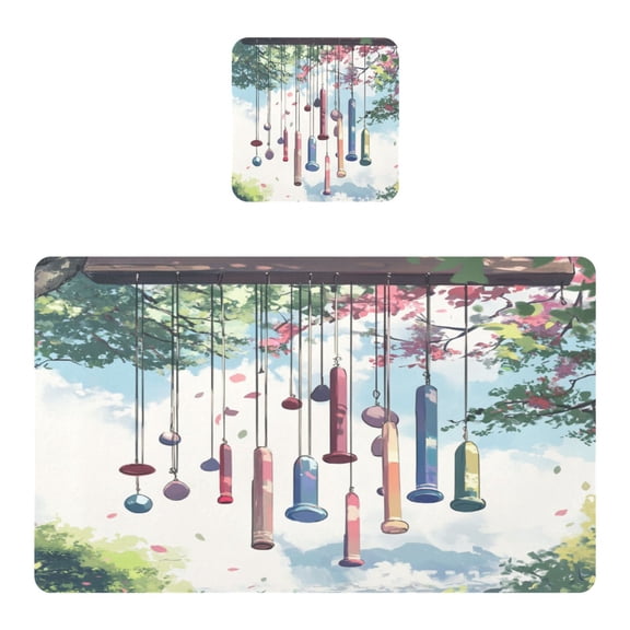 Wobogo Wind Chimes Placemats Coasters Set of 1 Heat-resistant Non-slip Easy to Clean Square Dinner Plate Mat
