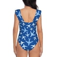thumbnail image 6 of Yiaed Airplanes in the Sky Print Women's Ruffled One Piece Swimsuit V Neck Swimwear Slimming Monokini for Woman-Medium, 6 of 8