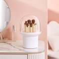 thumbnail image 3 of Makeup Brush Holders, with lid clear makeup brush organizer holder caddy, Dustproof - White, 3 of 5