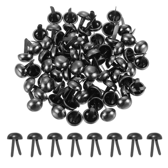 Uxcell 120 Pcs Brads Paper Fasteners, 10 x 16 mm Metal Round Head Split Pins, Prong Brads for Scrapbooking Leather Craft Decorative DIY Supplies, Black
