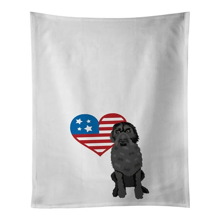 

Doodle Black #3 Patriotic White Kitchen Towel Set of 2 19 in x 28 in