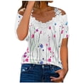 thumbnail image 1 of Tops Para Mujer Elegante Casual Fuera Del Hombro Tops Moda Causal Impresión Blusa Encaje Camiseta de Manga Corta Odeerbi ODB161125, 1 of 7