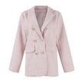 thumbnail image 4 of Women's Casual Loose Tweed Blazer Jacket Fashion Long Sleeve Outerwear Pink XXL, 4 of 7