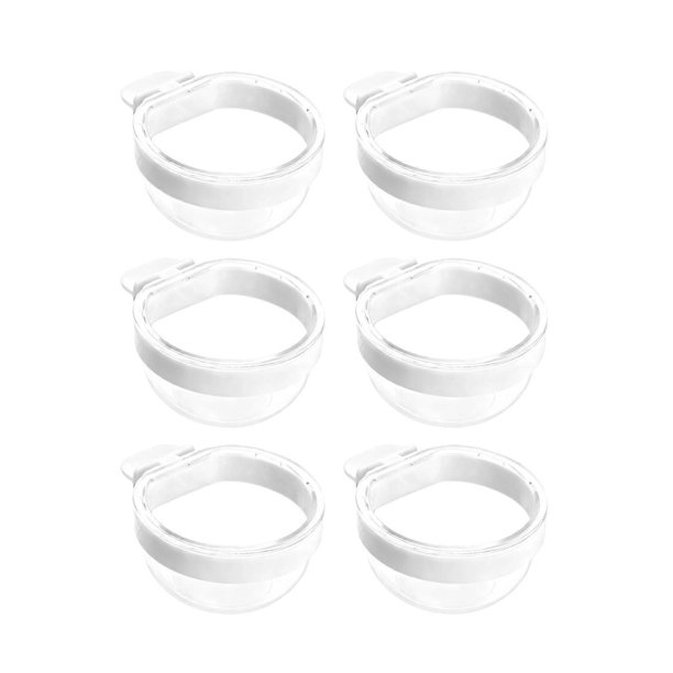 Pack of 6 Multipurpose Bird Water Food Dispenser Clear Plastic Cage Mounting Hanging Feeder Bowl For Finches Parrots Grey large