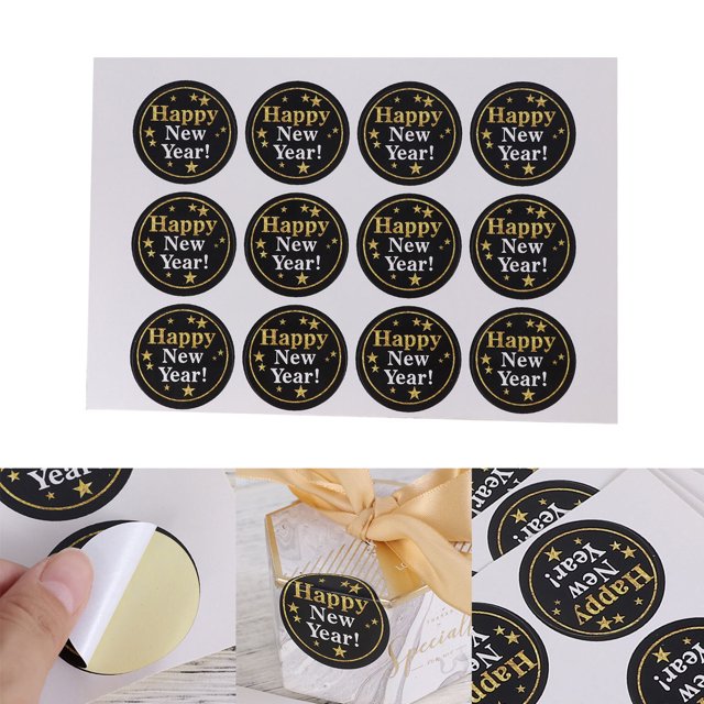 OULII 96 Stickers Handmade Food Baking Seal Stickers Black Paper Round Adhesive Sealing Parcels