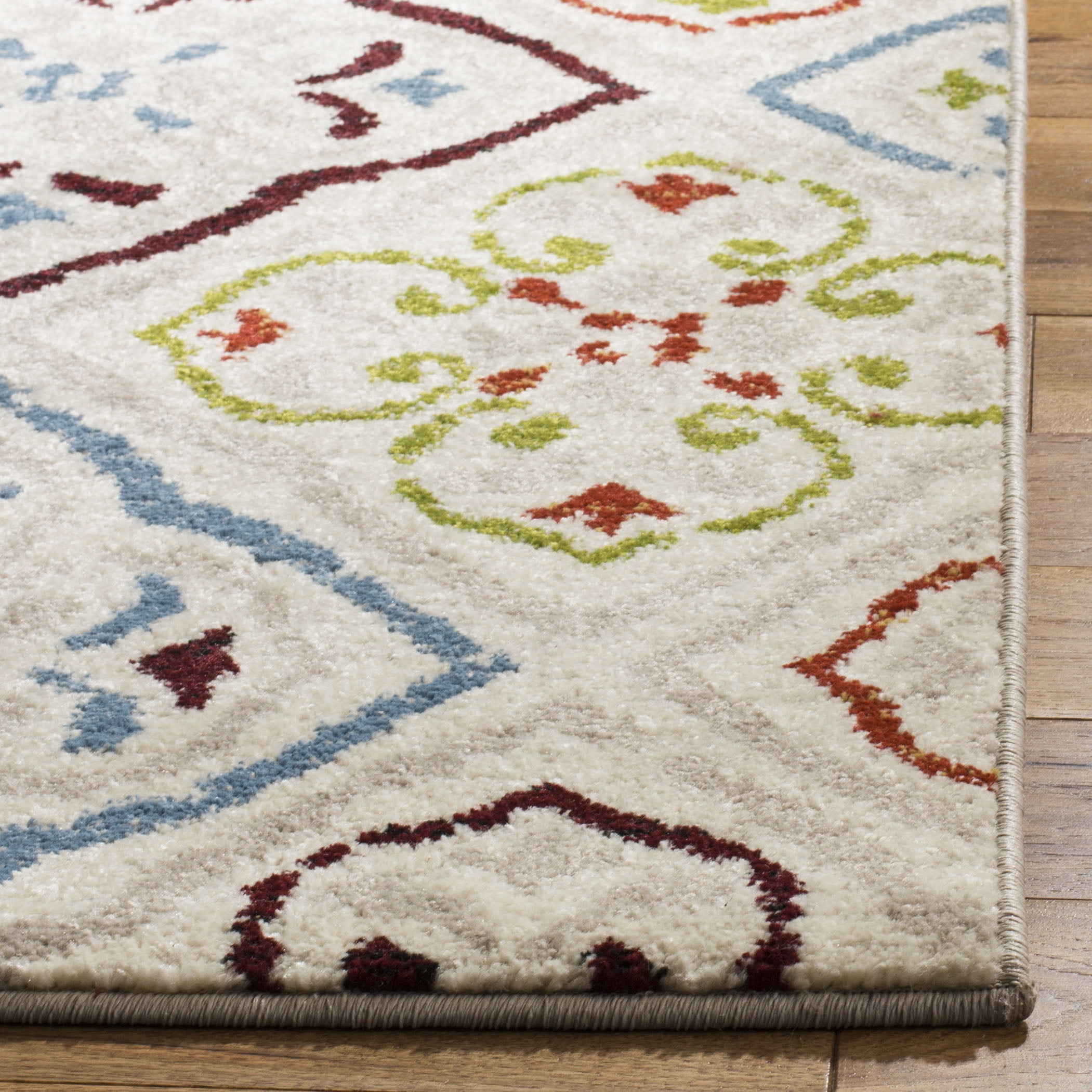 SAFAVIEH Sagamore Jenessa Geometric Medallion Area Rug, Light Grey/Terracotta, 8' x 10'