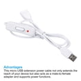 thumbnail image 4 of Unique Bargains USB Extension Cable with ON/Off Switch Extension Power Cords Adapter with LED Indicator White 2 Pack, 4 of 5