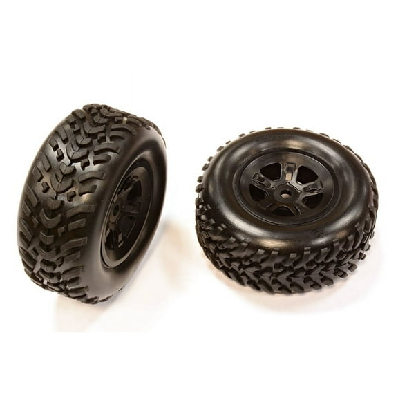 Integy RC Toy Model Hop-ups T3517BLACK Type V Wheel and Tire Set (2) for 1/16 Traxxas Slash VXL (O.D.=66mm)