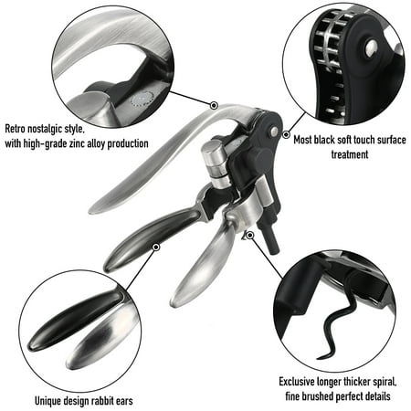 Rabbit Manual Wine Opener Kit Corkscrew Spiral and Foil Cutter (Best Manual Wine Opener)