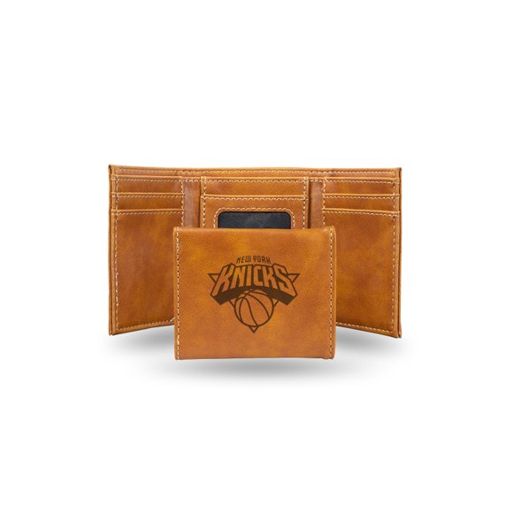 New York Knicks Laser Engraved Brown Trifold Wallet