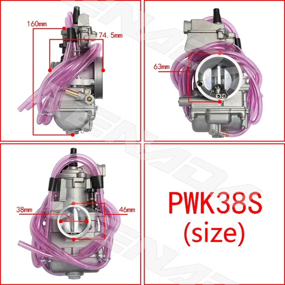Pwk S Ag Pwk36s Pwk38s Short Body Quad Vent Airstriker Carburetor Carb For Kawasaki Kx250 Ktm 200 Xc-W (Exc) Husqvarna 125sx