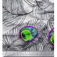 thumbnail image 1 of Soimoi Cotton Duck Fabric Peacock Feather Print Fabric by Yard 56 Inch Wide, 1 of 3