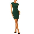 thumbnail image 2 of INSPIRE CHIC Womens Cap Sleeve Basic Slim Fit Mini Bodycon Dress for Work and Office L Green, 2 of 6
