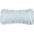 thumbnail image 2 of HiEnd Accents Luna Washed Linen Ruffled Lumbar Pillow, 14x36 inch, Light Tan Solid Color, Romantic Shabby Chic Farmhouse Traditional Style Luxury Bedding, 2 of 3