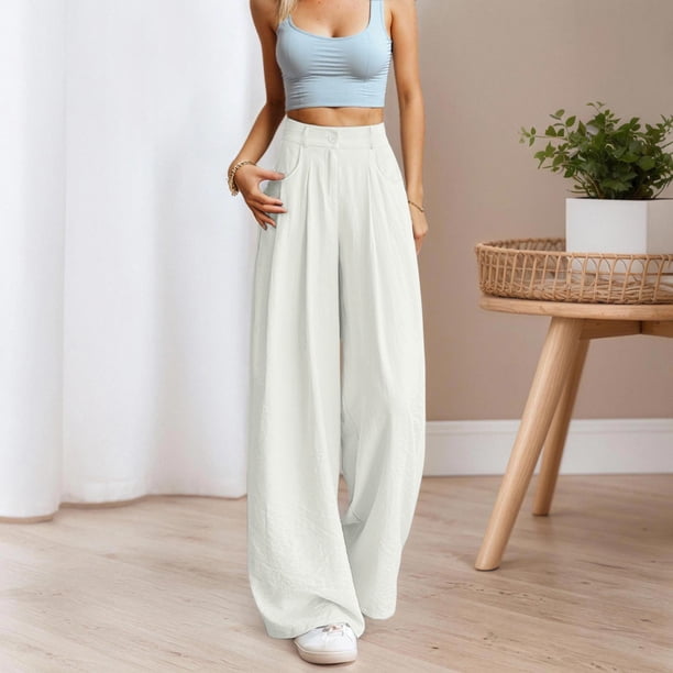 WILLBEST Pantalones Casuales para Mujer: Pantalones Anchos con Estampado de Moda, Cintura Elástica y Bolsillos para Un Uso Cómodo Hasta el Tobillo. Chica