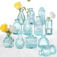 thumbnail image 1 of Juego de 12 vasos Bud Vases PHUNTTEK de cristal azul, decoración vintage, 1 of 7