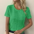 thumbnail image 4 of Weardear Women's Eyelet Embroidery Short Sleeve Tops Shirts Solid Crewneck Retro Plain Casual Holiday T-Shirts, 4 of 5