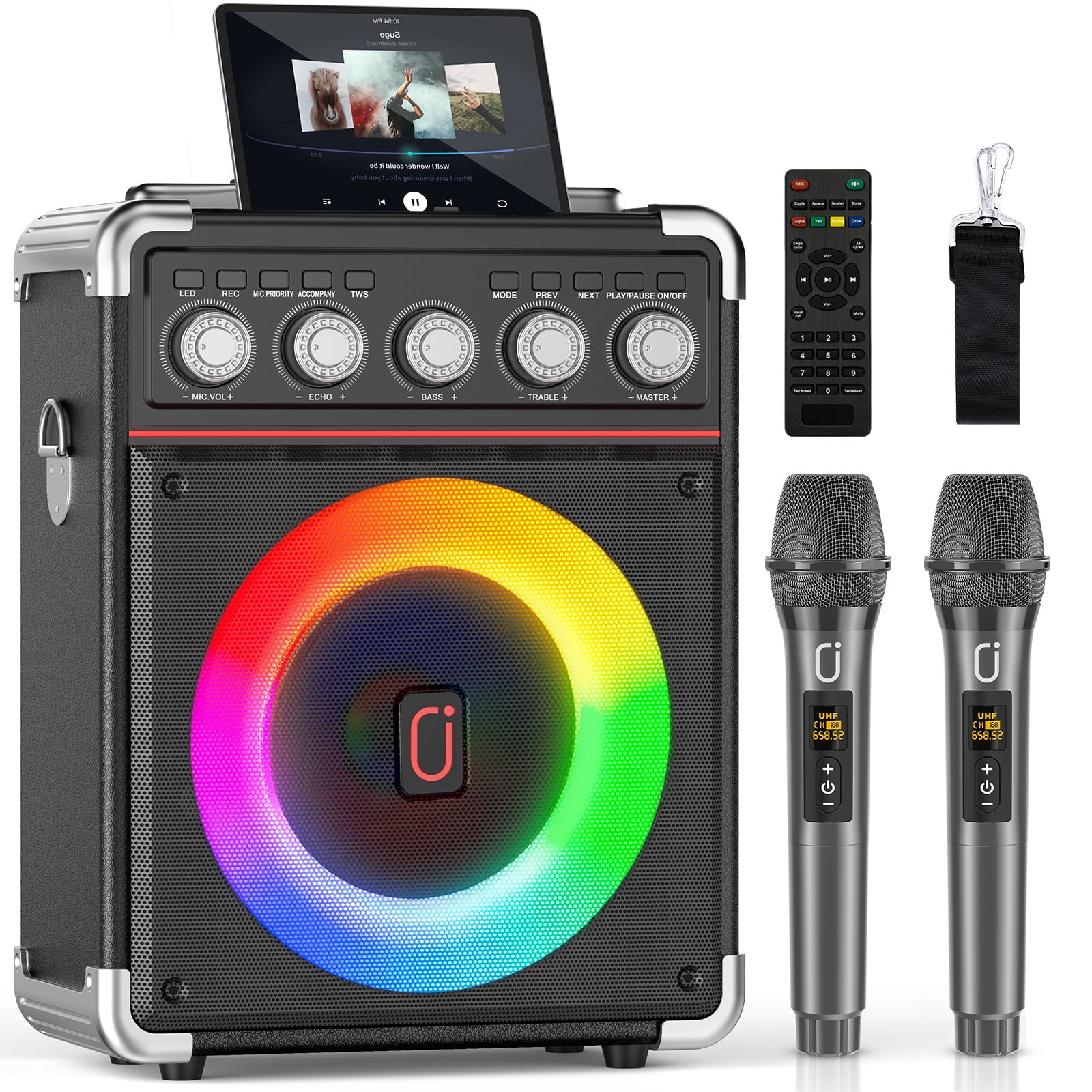 JYX Karaoke Machine for Adults, Portable Outdoor Bluetooth Speaker with ...