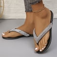 thumbnail image 6 of Womens Sparkly Rhinestone Flat Flip Flops Open Toe Casual Summer Shoes Black 36, 6 of 8