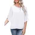 thumbnail image 2 of Anygrew Womens Casual Scoop Neck Dressy Blouses 3/4 Sleeve Business Work Blouse Tops, 2 of 5