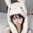 thumbnail image 2 of Gorro de felpa Kawaii Cinnamoroll, dibujos animados, Hellokittys, My Melody, Stellalou, orejas de conejo, puede mover, Sanrios, niños, niña, gorro cálido de invierno LIUWENJING unisex, 2 of 2