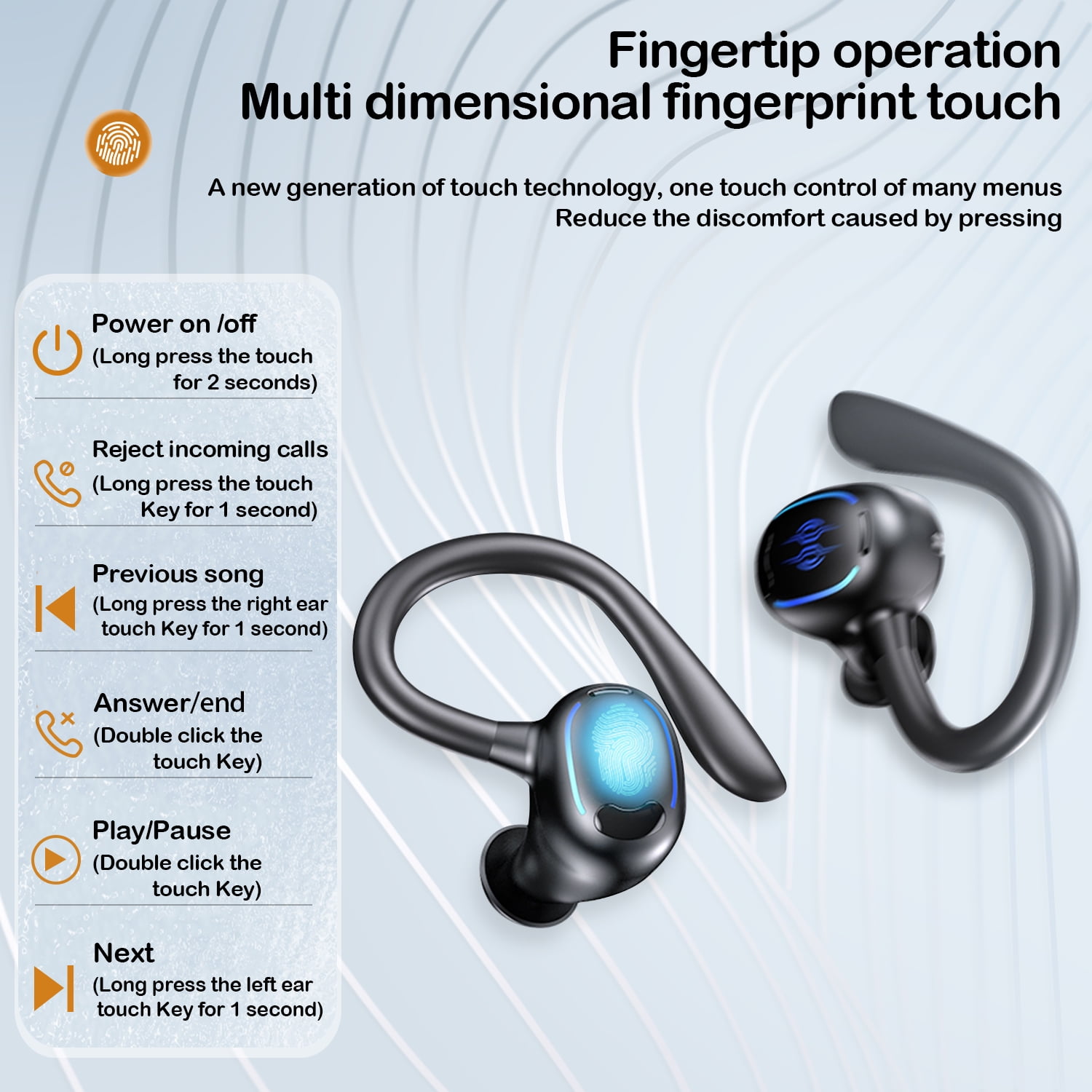 Wireless Earbuds,Earphones Bluetooth 5.3 Headphones for iPhone Android 50hrs Playtime Waterproof IPX7 Headset In-Ear Stereo True Wireless Earbuds with Charging Case Noise Cancelling with Ear Hooks