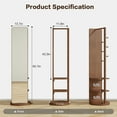 thumbnail image 4 of MIDOQIN 360° Rotaty Full Length Mirror, Solid Wood Oversized Floor Mirror with Coat Rack, Full Body Mirror for Bedroom, Entryway, Living Room, 4 of 13