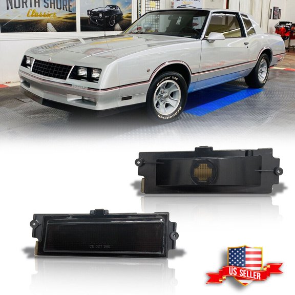 GTINTHEBOX For 1981-1988 Chevy Monte Carlo SS Smoked Lens Front Fender Side Marker Lights