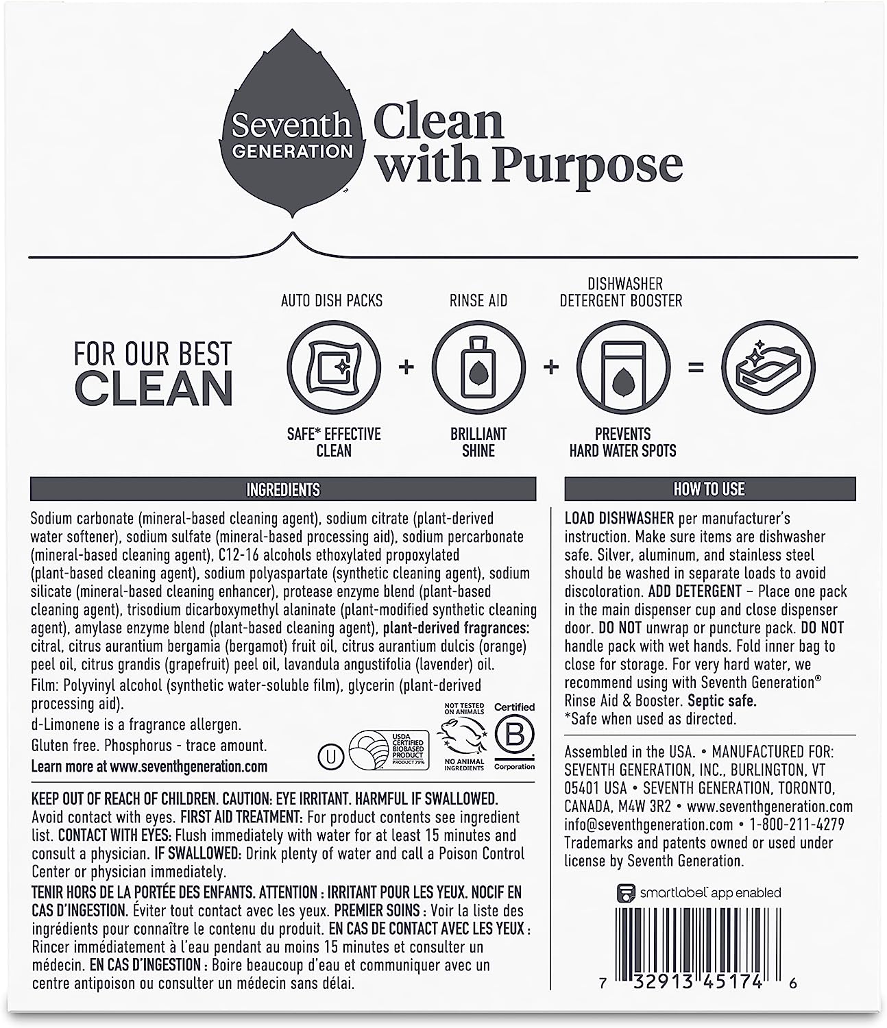 Seventh Generation Power Plus Dishwasher Detergent Packs Fresh Citrus scent for sparkling dishes Dishwasher tabs 40 count