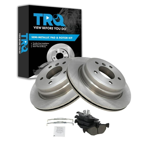 TRQ Rear Brake Pad & Rotor Kit Brake Pads Brake Rotor Semi-Metallic Fits Select 2007-2013 BMW 328i 2009-2013 328i xDrive 2007-2008 328xi 2013-2015 X1