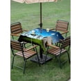 thumbnail image 4 of Outdoor Tablecloth with Umbrella Hole for Patio/Picnic/Party/Camping, Football Match Waterproof Table Cloth Square Cover Washable, Ball Stadium Gaming Goal Silhouette (54"x 54"), 4 of 9