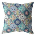 thumbnail image 1 of Coussin en Tissu Intérieur/extérieur avec Diamants de Fleurs et Fermeture Éclair - Vert Mousse Pêche 20x20, 1 of 8