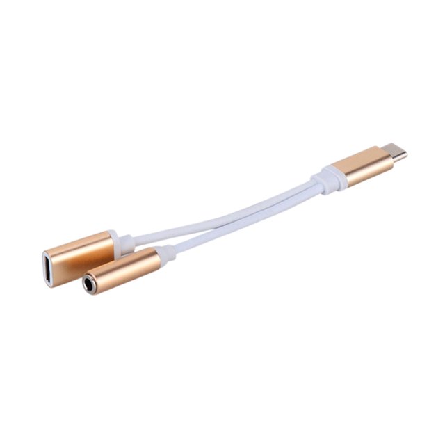 Adaptador de audio tipo c a tipo C + adaptador de audio de 3,5 mm Adaptador dos en uno de carga de auriculares