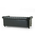 thumbnail image 2 of EUROCO 78.75" Larger Retro Style Loveseat Couch Sofa, PU 3-Seat Sofa, Love Seat Furniture with Wooden Legs, Pull-Tab Backrest and Rivet Detailing for Living Room and Study, Black, 2 of 8