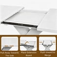 thumbnail image 3 of Morufur Modern Rectangle Dining Table with Extendable, White Table Top with X-Shape Leg and Metal Base, 3 of 9