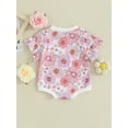 thumbnail image 5 of FEORJGP Infant Baby Girl Flower Romper 3M 6M 12M 18M Newborn Cute Round Neck Bodysuit Short Sleeve Frill Trim Jumpsuit Toddler Girls Cute Casual Summer Clothes, 5 of 9