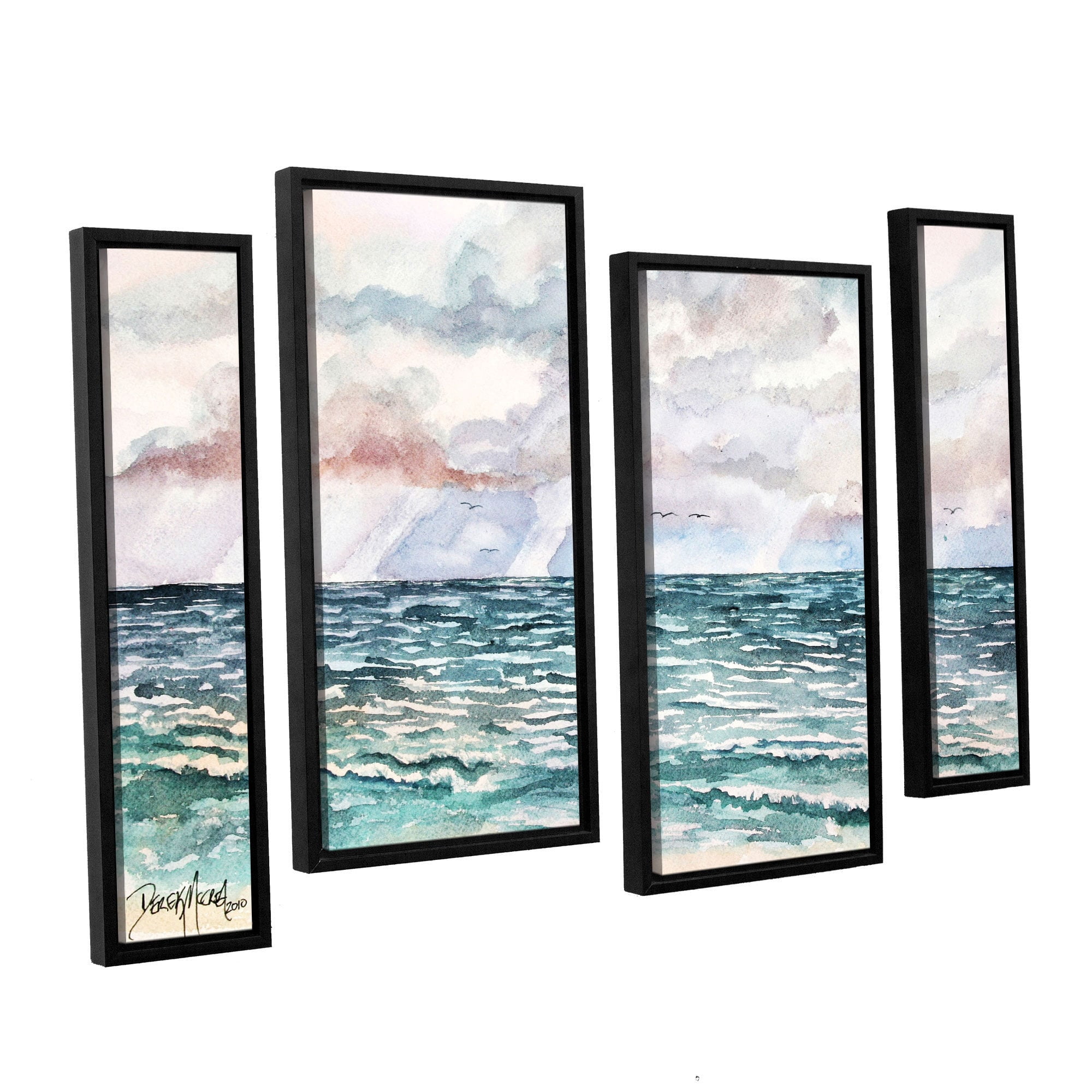 ArtWall Derek Mccrea "Lavender Seascape" 4-Piece Floater-framed Canvas Staggered Set