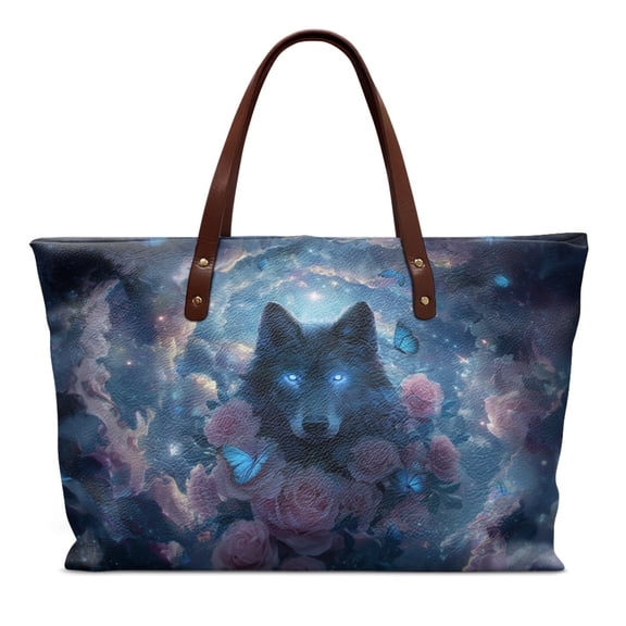 ZUXONGSY Wolf Rose Butterfly Print Tote Handbag for Women Large Capacity Top Handle Bag Waterproof Satchel Handbags with Inner Pocket for Shopping Work Business