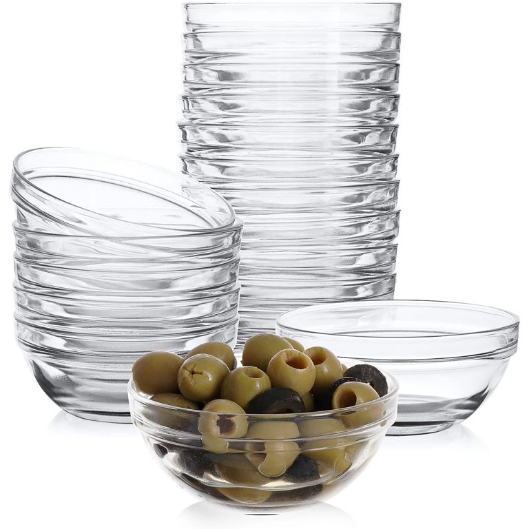 Lartique Mini 3.5 Inch Small Glass Bowls with Lids - Small Bowls Perfect  for Prep, Dips, Nuts, or Candy - Meal Prep Bowls or Dessert Bowls, Set of 12
