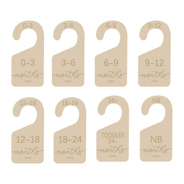 8 separadores de madera para armario de bebé, separadores de ropa, organizador de ropa de bebé, adorables perchas de tamaño de ropa de bebé para