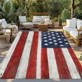 thumbnail image 3 of Fsddascl Navy Blue American Flag Outdoor Rug for Patio/Deck/Porch, Non-Slip Large Area Rug 5 x 8 Ft, Red US Flag Wooden Vintage Indoor Outdoor Rugs Washable Area Rugs, Reversible Camping Rug Carpet, 3 of 5
