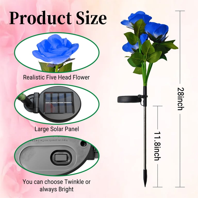 DAYBETTER Solar Rose Garden Lights, 2-Pack, Blue photo 5