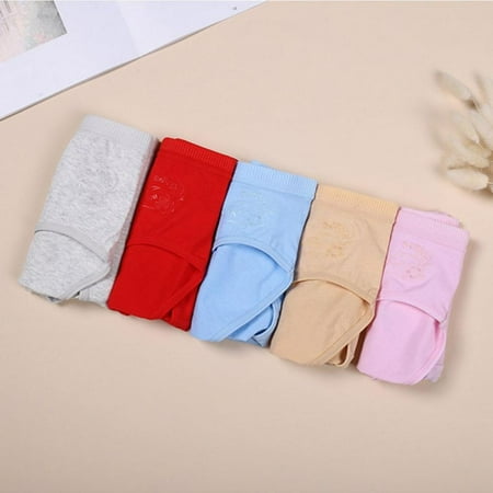 

5-Pack Women Panties Female Briefs Cotton Underpanties Lady Middle Waist Briefs Comfortable Elastic Underwear Moisture Absorption Briefs