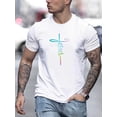 thumbnail image 1 of Camisetas de estilo urbano moderno con estampado cruzado para hombre, camisetas gráficas informales, camisetas deportivas de manga corta y cuello redondo, ropa para actividades al aire libre de verano, 1 of 5