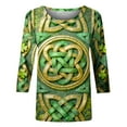thumbnail image 4 of Xuyuer St Patricks Day Shirt Women Irish Shamrock 3/4 Sleeve Tshirts St Paddys Day Tee Tops St. Patrick's Day T-Shirts Crew Neck Spring Graphic Tee Tops Fashion Casual Pullover T-Shirt Top, 4 of 5