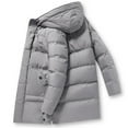 thumbnail image 4 of YYDGH Mid Length Padded Jacket for Mens Casual Long Puffer Coat Thick Winter Thermal Long Sleeve Hooded Outwear(Gray,3XL), 4 of 4