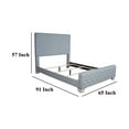 thumbnail image 5 of Reah Queen Size Bed, Light Teal Blue Chenille, Gray Panel Headboard, 5 of 7