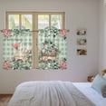 thumbnail image 3 of Eucalyptus Trucks Kitchen Curtain for Berdoom Living Room Cafe 54 Inch Length, Spring Farmhouse Floral Sage Green Plaid Tiers Curtains Light Filtering Drapes Window Treatment 2 Panels 52"Wx54"L, 3 of 8