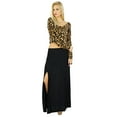 thumbnail image 6 of Bimba Women Black Long Skirt with 2 Slits Stretch Spandex Fabric Bohemian Style, 6 of 6